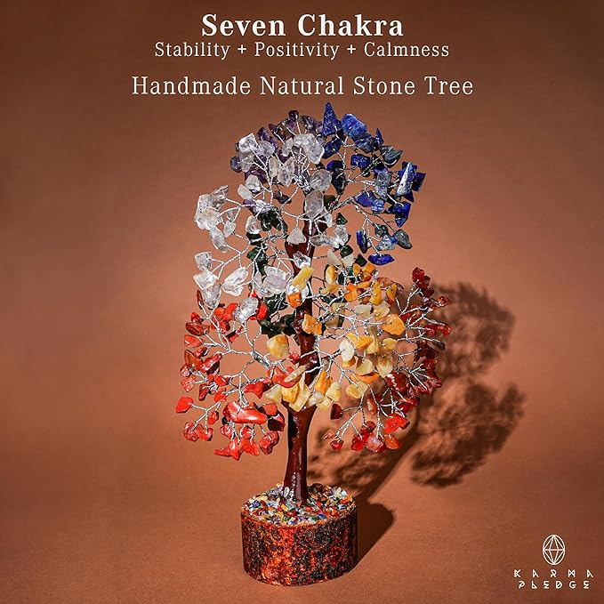 7 Chakra Tree of Life for Manifestation Handmade Home Office Decor Healing Crystal Tree for Money, Good Luck, Anniversary Gifts for Her, Unique Birthday Gifts for Women, Men, Friends, Mom & Dad