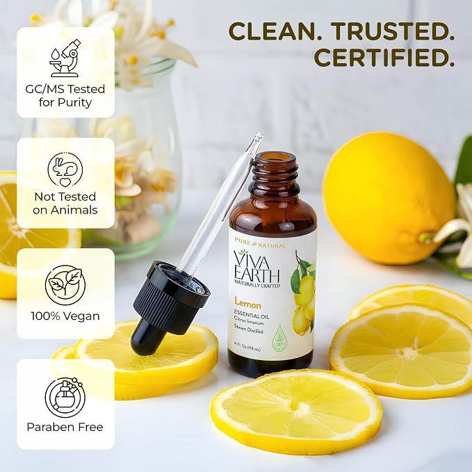 Lemon Essential Oil – 100% Pure and Natural Lemon Essential Oil for Diffuser, Fragrance, Hair and Skin Care, DIY Beauty, Soap and Candle Crafting – with Dropper, 4 oz