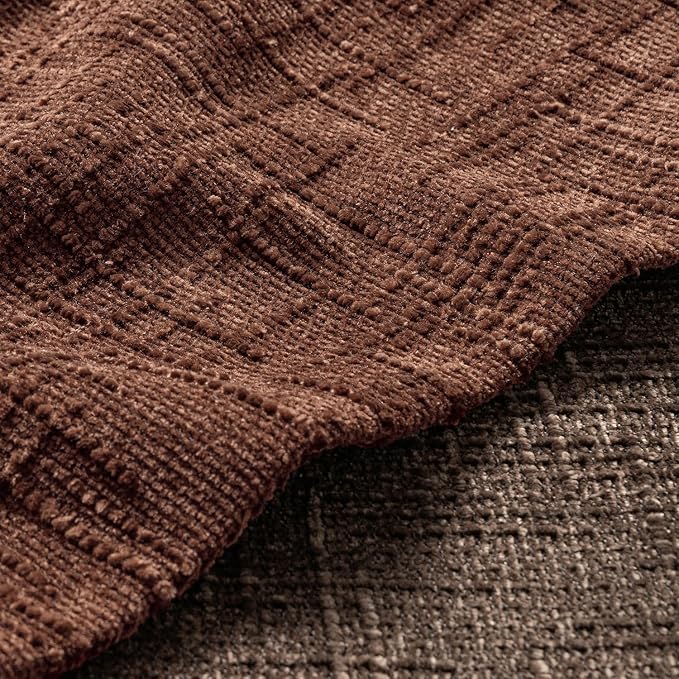 MIULEE Chenille Textured Throw Pillow Covers Terracotta 20x20 Set of 2 | Slubby Decorative Pillows, Boho Farmhouse Rustic Home Decor, Modern Neutral Cushion Covers for Couch Sofa Bed Living Room