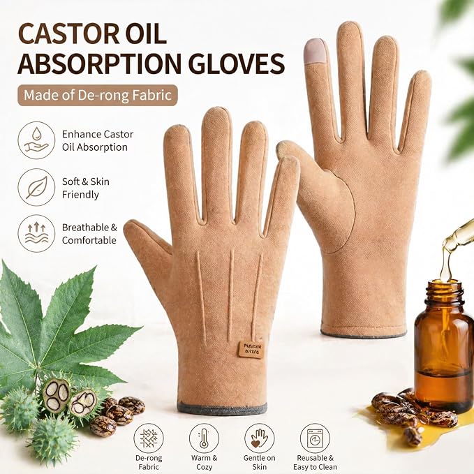 2 Pcs Castor Oil Pack Wrap for Hands, Organic Castor Oil Wrap Castor Oil Gloves for Wrist Arthritis and Carpal Tunnel(Oil are Not Include)
