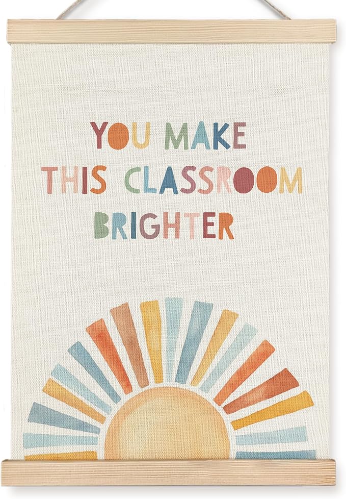 URLLUAE Bobo Sunshine Rainbow Wall Art Posters for Classroom, Classroom Wall Decor, Inspirational Affirmation Poster Hanger Frame for Classroom Preschool Middle High School Wall Decor, 12x16 Inch