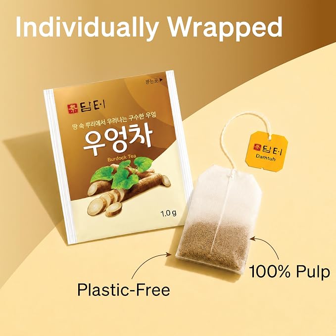 Damtuh Korean Burdock Root Tea – Herbal Wellness & Soothing Drink, Caffeine-Free – 100 Tea Bags (1.5g each)