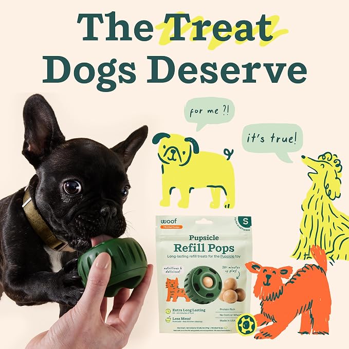 WOOF Pupsicle Peanut Butter & Beef Refill Pops Dog Treats, Small, 3 Pack | For small Pupsicles, 30 total treats, peanut butter & beef flavor, long-lasting treats, pre-made Pops, shelf stable