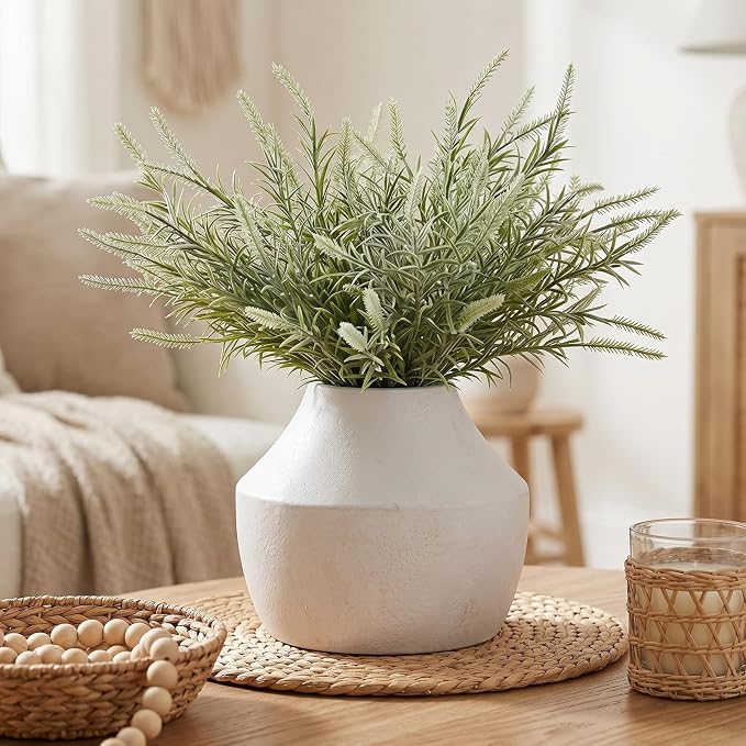 White Ceramic Flower Vase for Centerpieces, 5.2in Small Ceramic Vases | Waterproof Pottery Vases for Flower, Hydrangeas, Home Decor, Living Room,Table Decorative, Handcrafted