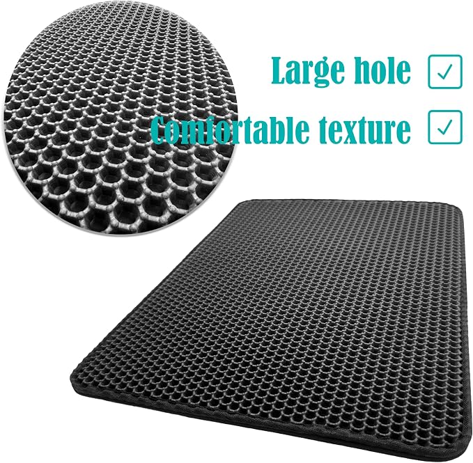 HTTMT- (20x15.7 inch) Pet Supplies Cats Litter & Housebreaking 40X50 Black Cat litter Mat Double Layer Pad Trapper Folding Pad EVA Foam Rubber
