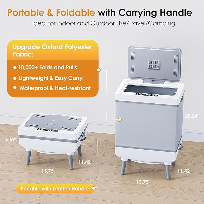 [Truly Upgrade Foldable] Luxury Towel Warmer, 35L Extra Large Towel Warmer Bucket Fits 4 Oversized 40"x70"Towels, Fast Heat Portable Blanket Heater for Bathroom Spa PJs &More, Pear White