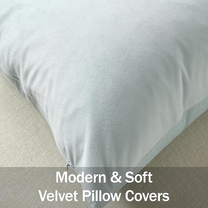 Lumbar Pillow Covers 12x20 Light-Blue: Pack of 2 Cozy Soft Velvet Rectangular Modern Luxury Decorative Throw Pillow Cases for Sofa Couch Living Room Bed Home Decor