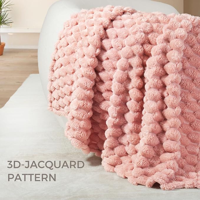 Whale Flotilla Soft Fleece Throw Blanket for Couch & Bed 3D Jacquard, Pink | Super Cozy Lightweight Plush Fluffy Throw, Luxury Decorative All‑Season Couch Cover Blanket for Sofa & Office Chair, 50"x60"