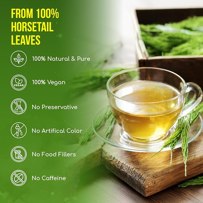 FreshDrinkUS, Premium 15 Horsetail Leaf Tea Bags, 100% Natural & Pure from Horsetail Loose Leaves Herbal Tea. Made with Natural Material Tea Bags. No Sugar, No Caffeine, No Gluten, Vegan.