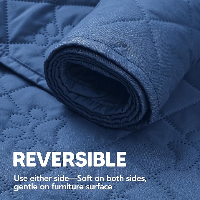PAWFINITY Waterproof Couch Covers for Dogs, Pet Blanket for Sofa Washable | Paw Print Quilted, Hair Resistant, Anti Cat Scratch, Washable Furniture Protector for 3 Seat Sofa and Bed, 30x90 Inch, Blue