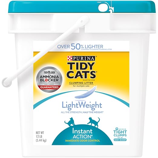 Purina Tidy Cats Light Weight, Low Dust, Clumping Cat Litter, LightWeight Instant Action Multi Cat Litter - 12 lb. Pail