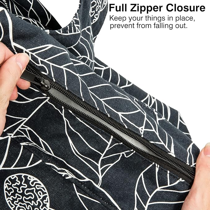 KUAK Extra Large Yoga Mat Bag with Zippered Top & 5 Pockets - Premium Canvas Tote with Yoga Mat Carrying Strap for Pilates, Gym, Fitness Block & Gear