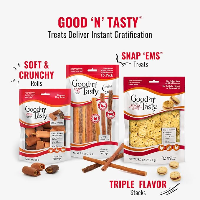 Good 'n' Tasty Kabob Bites Soft & Chewy Dog Treat With Real Protein, 4 oz | Premium Chicken, Duck and Chicken Liver, Bite-Size Treat for Quick Rewards, No Artificial Flavors or Colors, For Adult Dogs