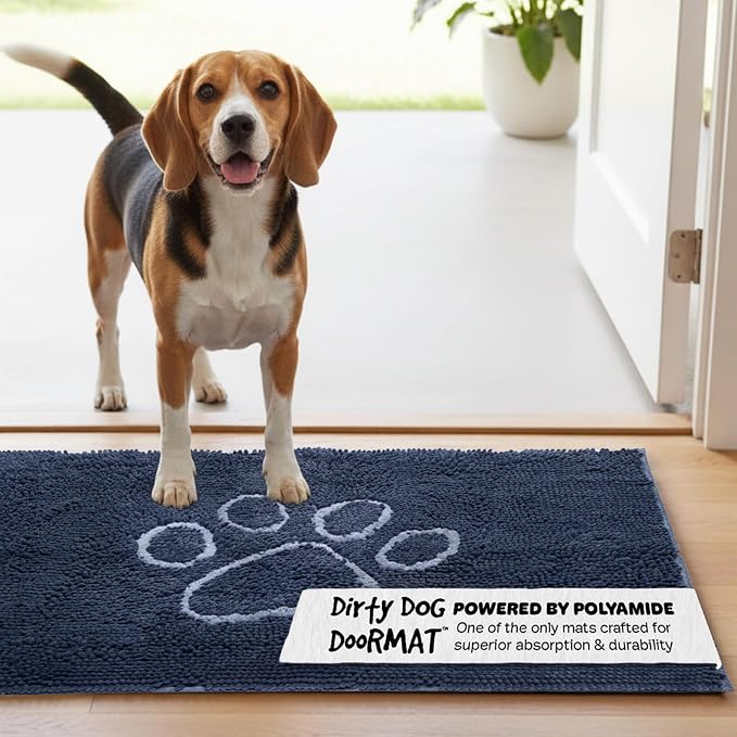 Dog Gone Smart Dirty Dog Doormat - Fast Drying Rug with Super Gripper Backing for Clean Floors - Super Absorbent and Machine Washable Mat for Muddy Paws - Mist Grey | Super Gripper Backing for Clean Floors - Absorbent Microfiber and Machine Washable Ma...