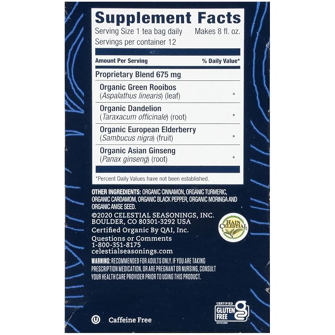 Celestial Seasonings TeaWell Herbal Tea, Daily Wellness, Organic Turmeric Spice, 12 Count (Packaging May Vary) (Pack of 2)