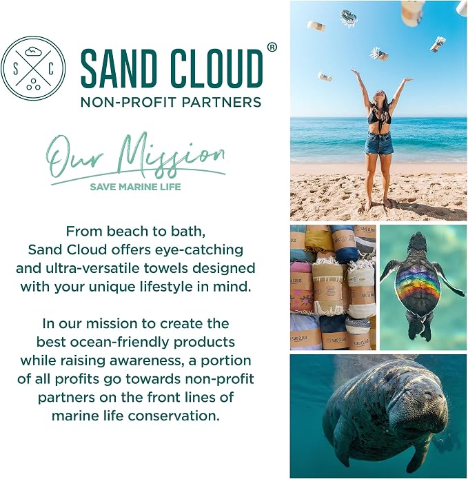 Sand Cloud Turkish Beach Towel - Sand Resistant - 100% Certified Organic Turkish Towel - Quick Dry Towel for Beach, Picnic, Blanket or Bath Towel - As Seen on Shark Tank - Gocek (Black)