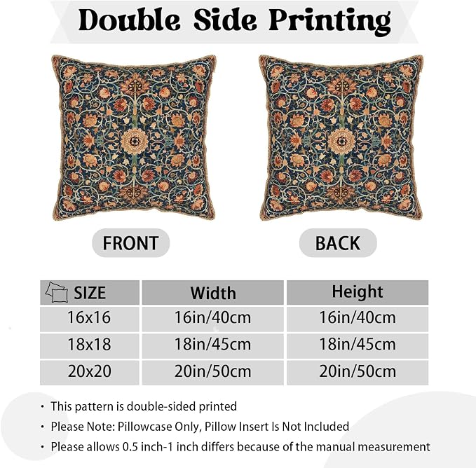 Vintage Floral Soft Velvet Throw Pillow Covers Set of 2 Burnt Orange Navy Flowers Plant Decorative Pillow Covers 18x18 Inch Art Botanical Pillow Case For Sofa Couch Outdoor Farmhouse Home Decor