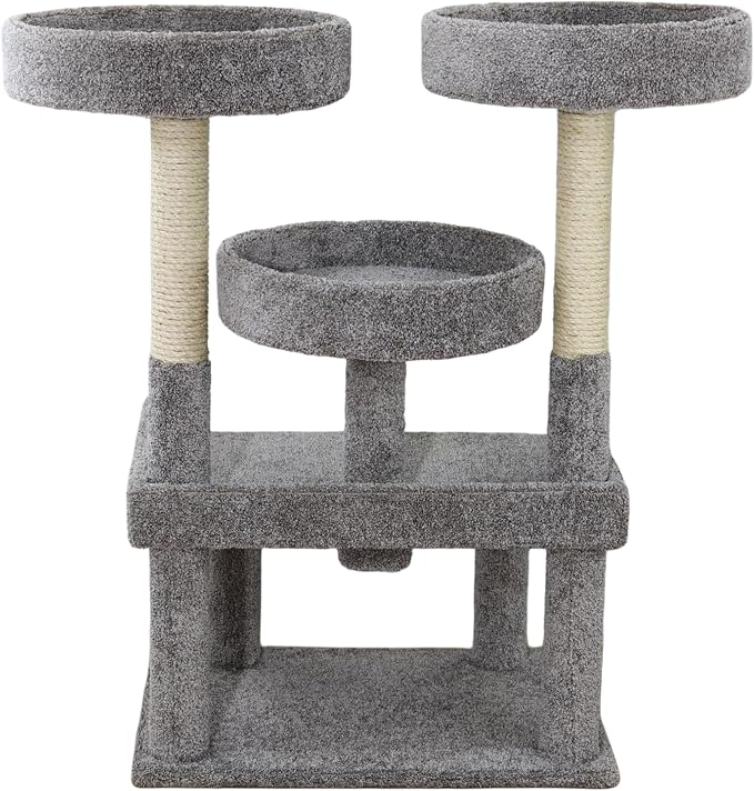 46″ XXL Heavy Duty Cat Tree – Extra-Large, Sturdy Indoor Cat Tower with Multiple Perches, Sisal Scratch Posts & Solid Wood Base (Gray)