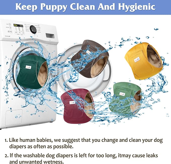 5 Pack Dog Diapers Male Reusable, Premium Belly Bands for Dogs, High Absorbing Male Dog Pee Wraps for Doggie in Incontinence or Excitable Urination Red L