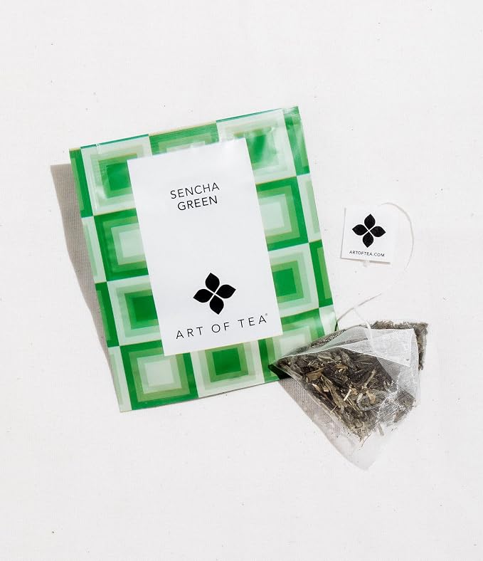 Art of Tea | Organic Sencha Green Tea Bags | 50 Pyramid Tea Bag Sachets