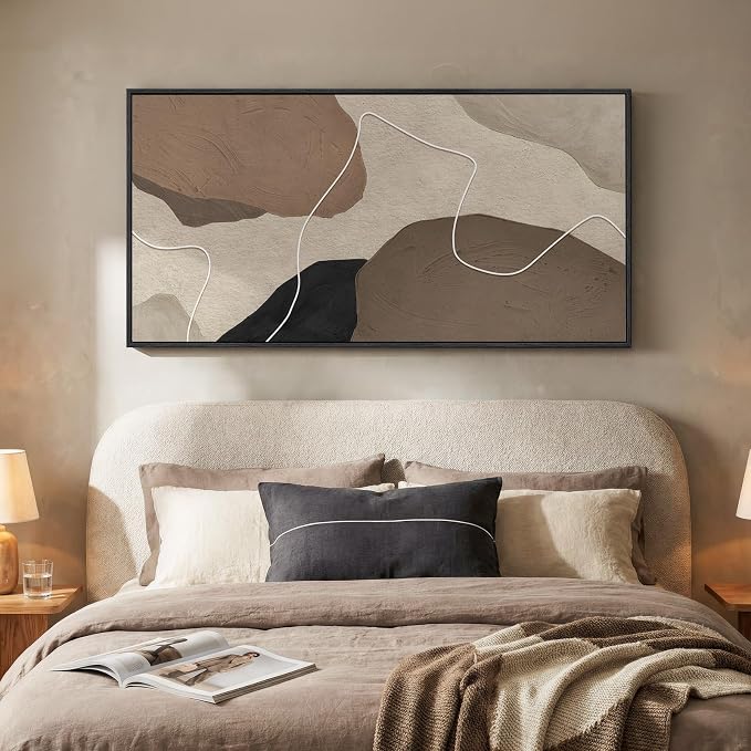 Extra Large Neutral Brown Beige Abstract Wall Art for Living Room, 30x60 In | Brown beige pictures, Horizontal canvas prints, Rope accent, Modern minimalist artwork, Wall decor for bedroom dining room