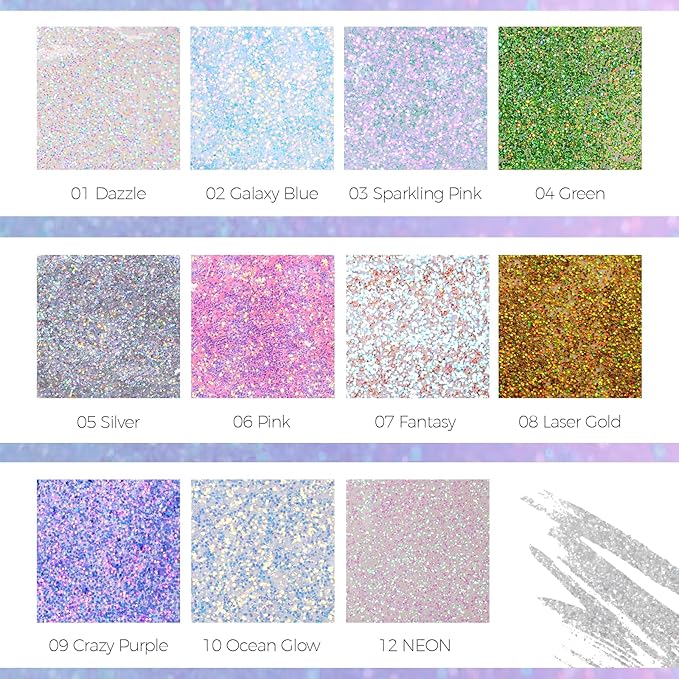 DAGEDA Body Glitter Gel, Roll-on Face Glitter for Mermaid Makeup Festival Rave Accessories, Holographic Hair Glitter Gel,Body Shimmer Halloween Makeup for Rave Party (Neon)