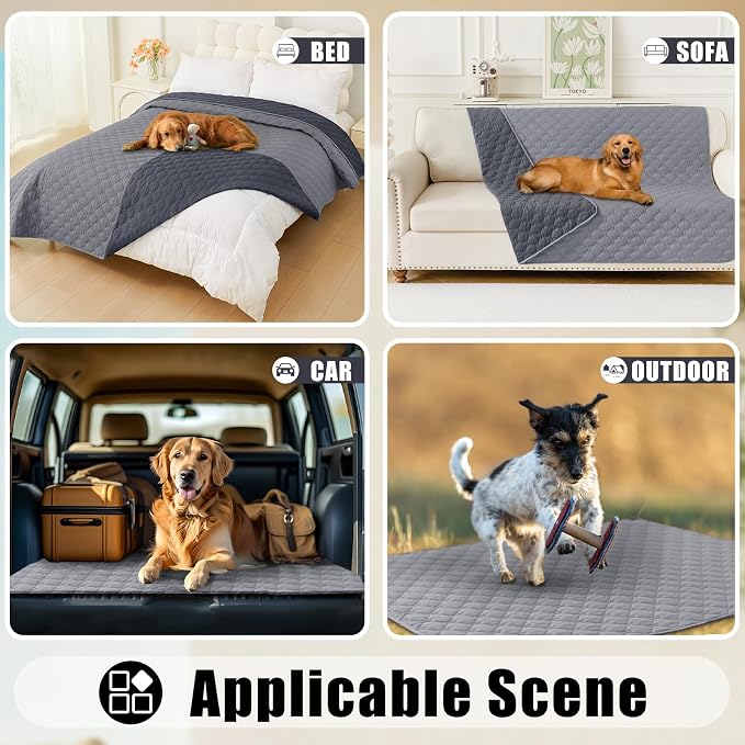 Smiry Waterproof Dog Bed Cover Blanket, Reversible Pet Blanket | Soft Reversible, Washable Leakproof Cats Dogs Couch Cover for Sofa, Couch, Furniture (82x120 Inch)