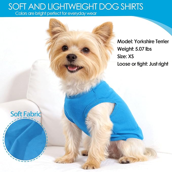 2 Pack Dog Shirt for Small Dogs Girl Boy Camouflage Puppy Clothes Pet T Shirts Dog Clothes for Small Dogs Cats Apparel (Blue Camouflage + Solid Color, Medium)