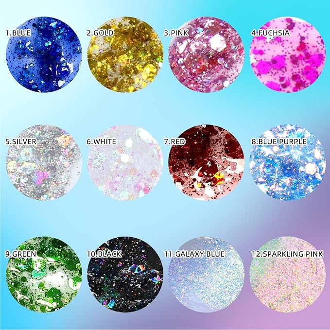 DAGEDA Body Glitter Gel, Holographic Face Glitters Body Gel Shimmer Liquid Eyeshadow, Color Changing Glitter for Face Hair Nails, Glitter Under Light Festival Glitter Makeup 1.7oz (Sparkling Pink)