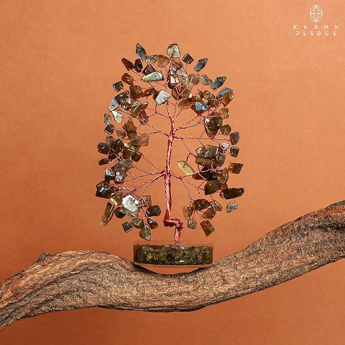 Labradorite Chakra Tree of Life Birthday Gifts for Women, Men, Friends, Handmade Healing Crystals Tree for Home Office Decor, Positivity, Good Luck, Money, Unique Gifts for Her Mom, Sister, Dad
