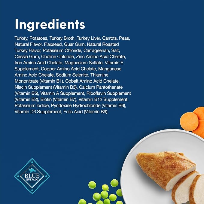Blue Buffalo Delights Roasted Turkey Wet Dog Food, 3.5 oz, 12 ct | Small Breed Formula, Adult Formula, Grain-Free, Pate Style, Real Turkey First, in Savory Juice, No Corn, Wheat, or Soy