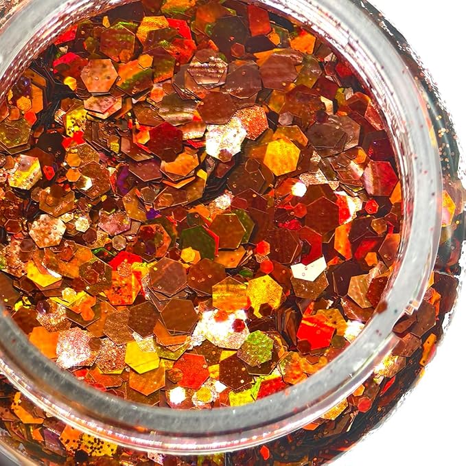 Burnt Orange - Craft Glitter - 2oz Glitter Shaker Bright Colorful Holographic Mix Chunky Body Glitter Bulk Wholesale 24 Colors in Shaker Cosmetic Glitter -EBLB400