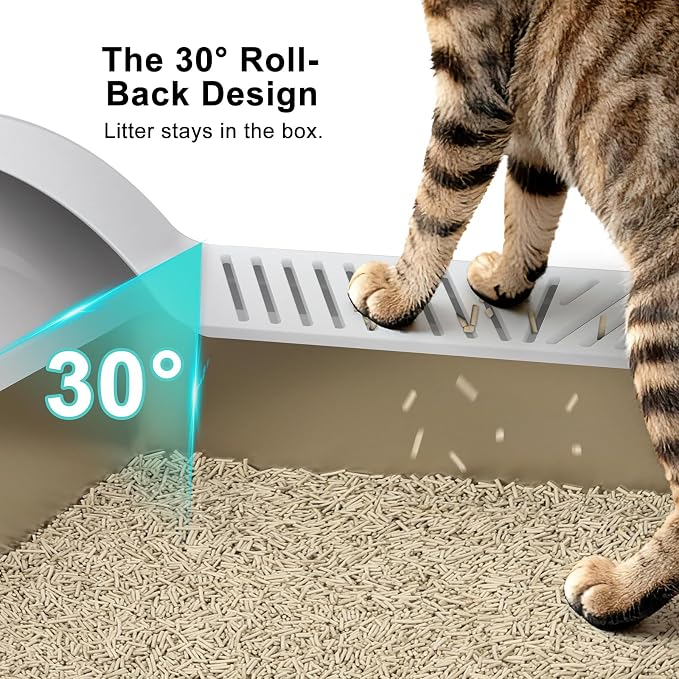 AIPERRO Stainless Steel Litter Box Extra Large for Big Cats and Multi-Cats | Jumbo Extra Large High Sided Metal Cat Box with Lid | Anti-Urine Leakage,Non-Stick & Easy to Clean | Include Litter Cat Scoop