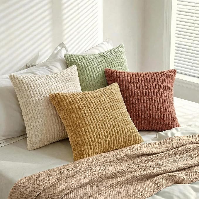Fancy Homi 4 Packs Decorative Throw Pillow Covers for Living Room Couch Bed, Modern Farmhouse Boho Home Décor Accent Cushion Case, 18" x 18", Fall
