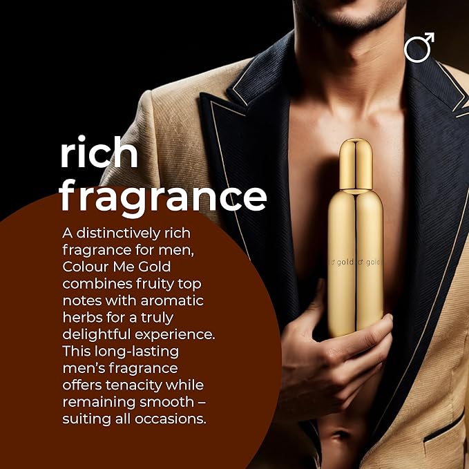 COLOUR ME Milton-Lloyd Gold Homme - Cologne for Men - Oriental Parfume for Men - Spicy, Amber Parfume - Mens Cologne - Long Lasting Parfume - 3 oz.