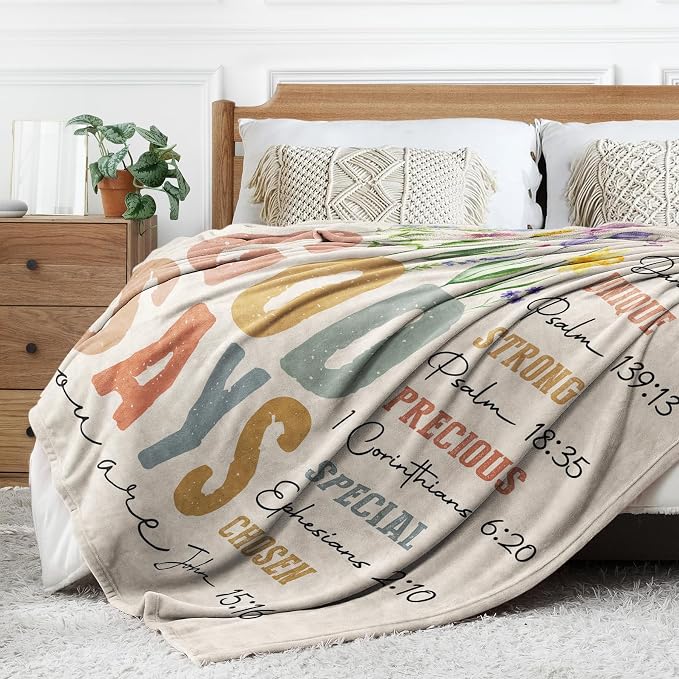 Gifts for Women, Birthday Inspirational Christian Blanket | Religious Birthday Gift for Women, Christian Blanket for Mom Sister Friend Girl, Baptism Confirmation Spiritual Gift for Her
