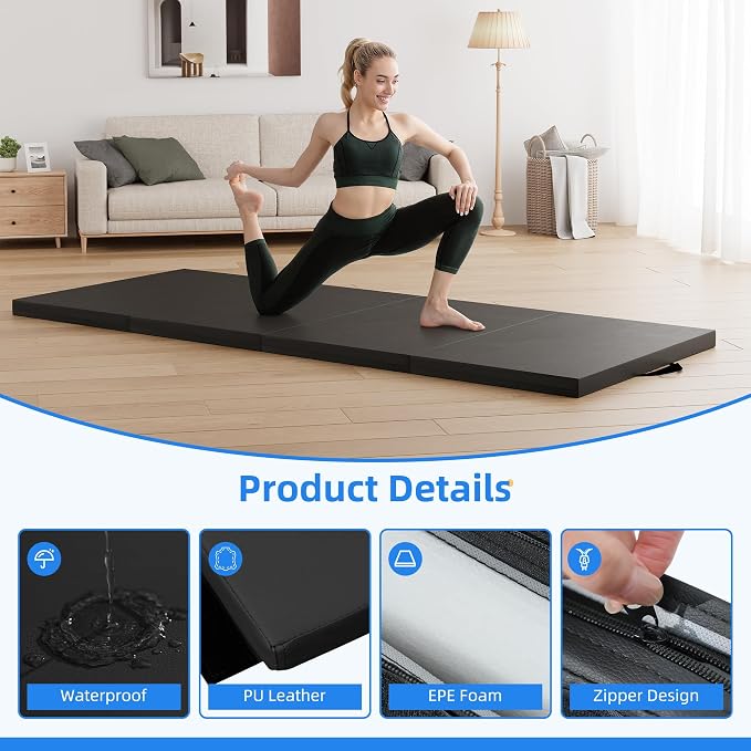Polar Aurora 4'x10'x2 Thick Folding Gymnastics Exercise Mat Aerobics Stretching Yoga Mats