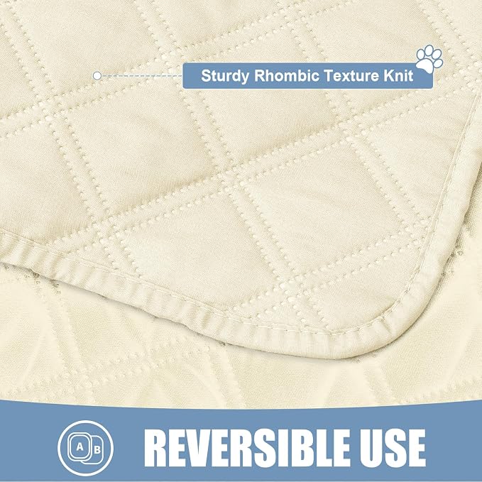 Smiry Waterproof Reversible Pet Couch Covers for Dogs | Pet Friendly, Soft Fabric, Washable Sofa Furniture Protector for Dogs Cat Kids, Checkered (68"x82", Beige/Beige)