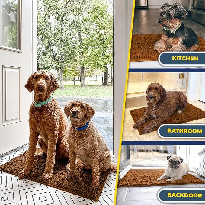 Muddy Mat® | Super Water Absorbent Door Mat Indoor, Microfiber Quick Dry Chenille Entryway Rug, Slip Resistant Front Door Mat, Indoor Mats for Entryway, Machine Washable Pet Rug, Amber 3ft x 3ft