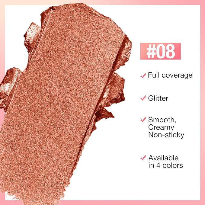 Boobeen Glitter Lipstick for Women Metallic Lip Stick Sparkling Shine Lip Makeup, Bold Smooth Lip Color High Pigment Long Lasting, Creamy Lipstick Full Coverage