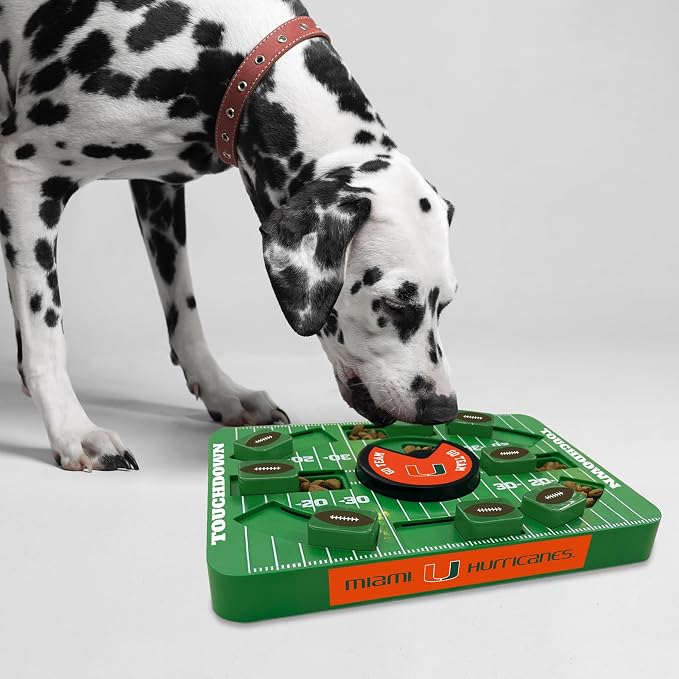 Pets First NCAA Miami University Large Puzzle Toy, Dog Puzzle Treat Toy, New Large Size, Interactive Dog Treat Toy, Dog Slow Feeding Toy