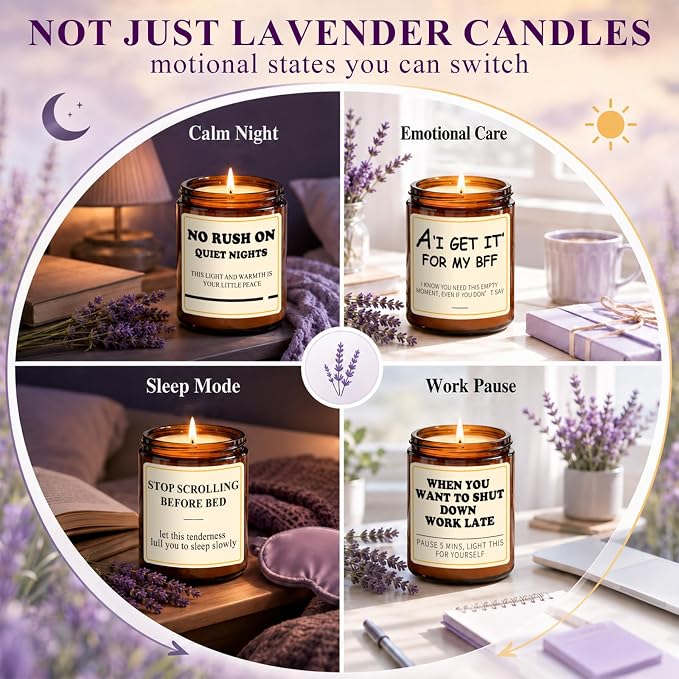 Lavender Candle for Relaxation - Aromatherapy Candles for Stress Relief & Sleep - 7oz Soy Candles for Home Scented, Calming Candles Gifts for Women Soothing Relaxing - Stop Scrolling Before Bed