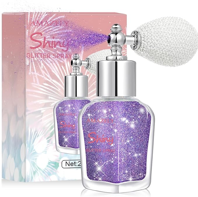 Hair and Body Glitter Spray, Shimmering Powder Sparkle Powder Makeup, Glitter Loose Sparkle Makeup for Body Highlighter,Festival Prom Rave Accessories (Purple)