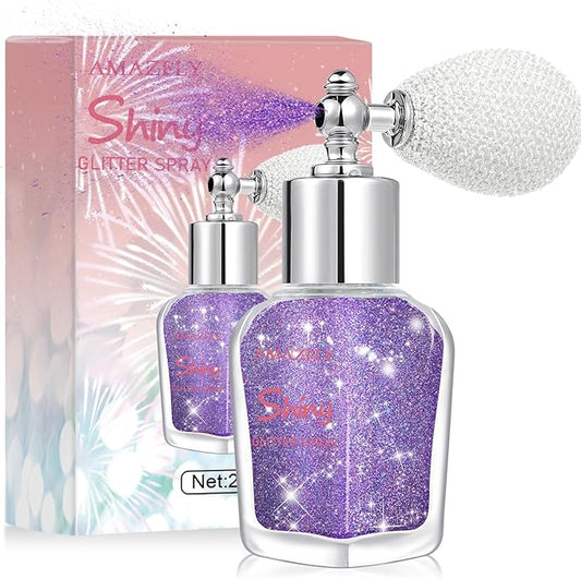 Hair and Body Glitter Spray, Shimmering Powder Sparkle Powder Makeup, Glitter Loose Sparkle Makeup for Body Highlighter,Festival Prom Rave Accessories (Purple)