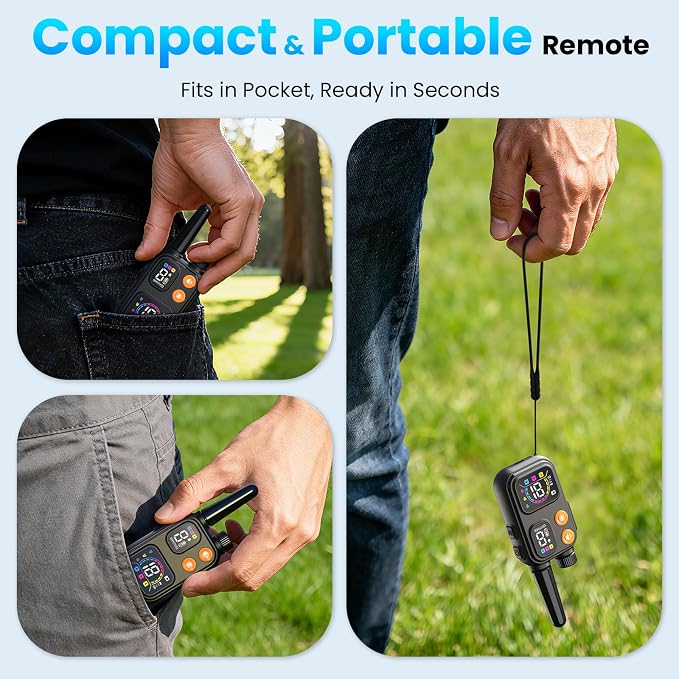 2‑in‑1 Dog Bark & Shock Collar, 4500FT Remote Range, Voiceprint Recognition, Beep/Vibration/Shock 3 Modes, 8 Sensitivity, IP67 Waterproof, Portable Training Collar for medium and large dogs (5-120lbs)