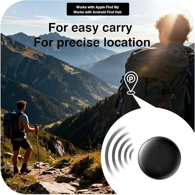 Bluetooth Tracker Works with Apple Find My & Android Find Hub – Key Finder for Keys & Pet Collar, No Monthly Fee, Loud Alarm, Replaceable Battery(2 Pack, White)