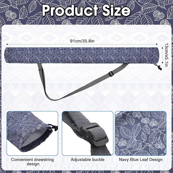 Shinylin 35 Inch Mahjong Mat Carrying Bag with Strap, Printed Drawstring Mahjong Holder Bag Outdoor Travel Canvas Storage for Board Games, Yoga Mats, Tripod