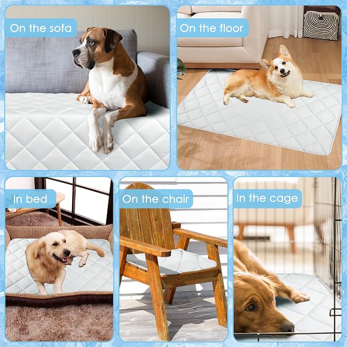 Cooling Blanket for Dogs, Dog Cooling Mat & Bed, Q-MAX>0.42- Lightweight, Durable & Breathable Pet Throw for Sofa, Car and Furniture Protector, Reversible Design, Easy to Clean, 40"x60", Gray