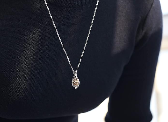 HEDQFM 2 PCS Essential Oil Diffuser Necklace with a Gift Box,Hollow Ball and Teardrop Aromatherapy Pendant Locket Necklace with Adjustable Chain and Colored Lava Stone for Women