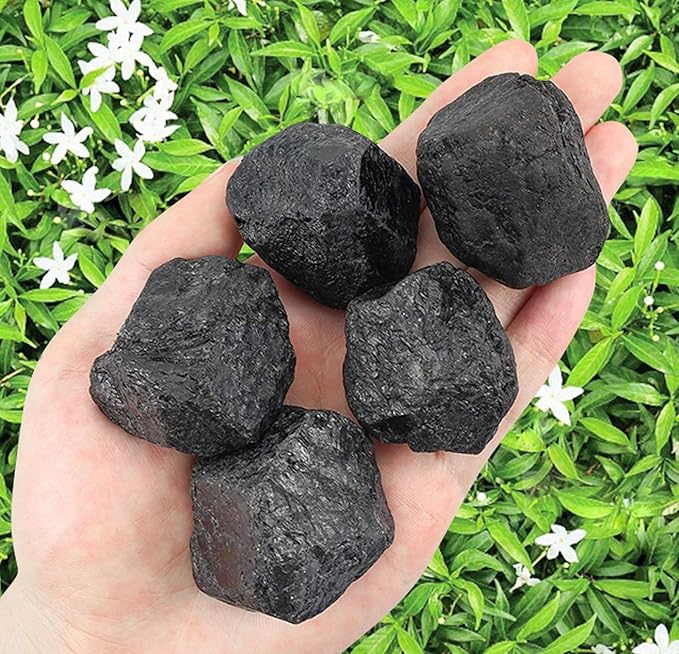 LAIDANLA Black Tourmaline 1lb 2" Natural Rough Stones Crystal Large Raw Crystals Bulk Healing Gemstones for Reiki Healing Tumbling Fountain Rocks Wire Wrapping Decoration Cabbing Lapidary